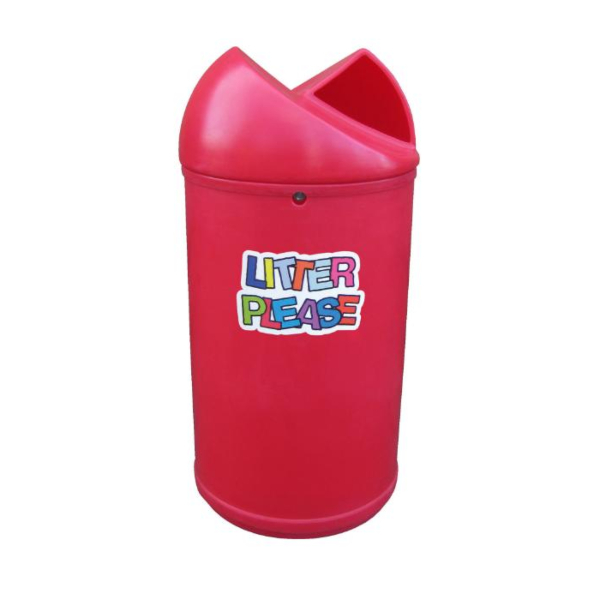 Twist Litter Bin With Litter Please Graphics - Red Granite