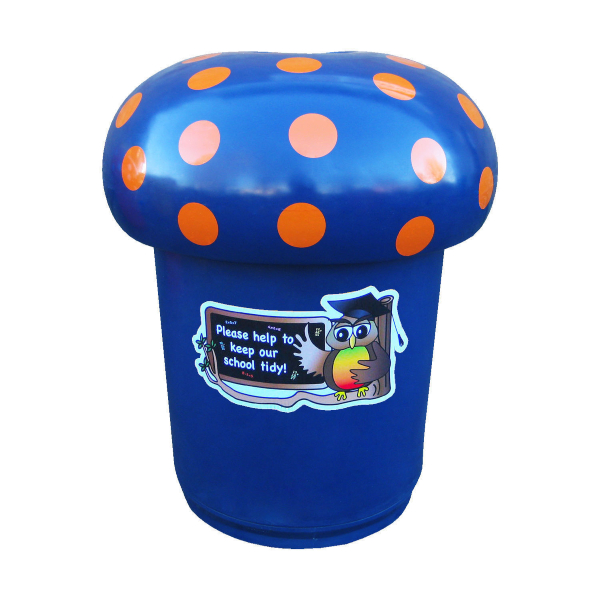 Mushroom Litter Bin With Spots and Owl Graphics - Lime