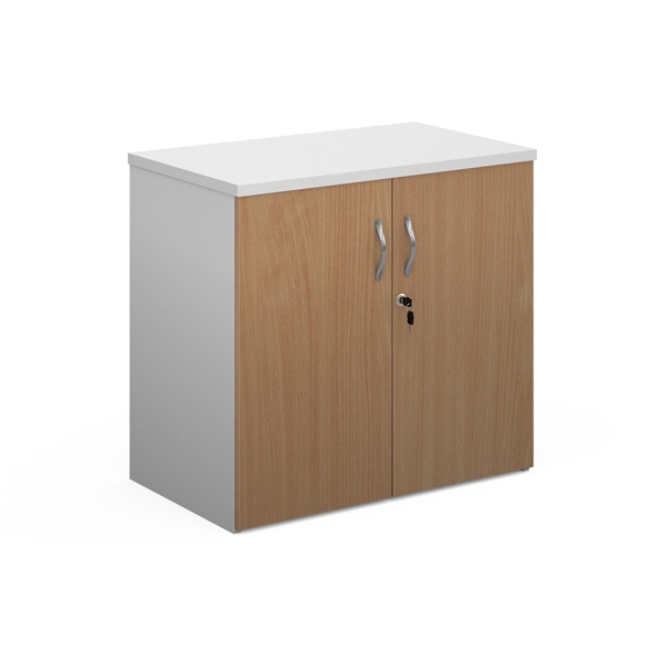 Duo Double Door Cupboard with 1 Shelf - Beech and White