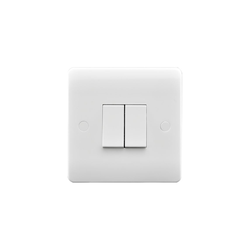 Hamilton Verve 2G 10A 2 Way Micro Grid Rocker Switch White