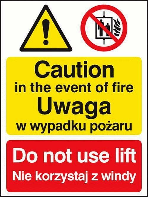 Caution in the event of fire do not use lift (English/polish)