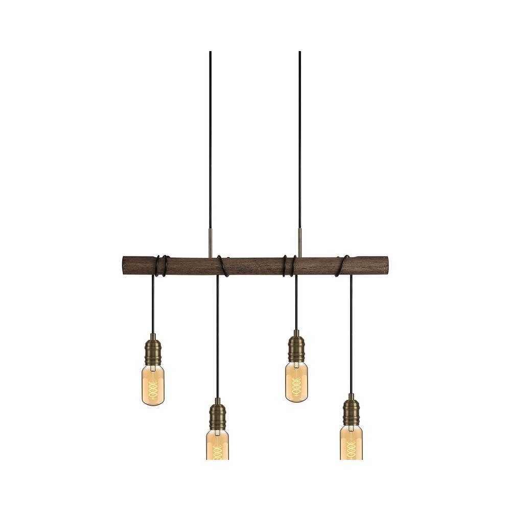 Luxuria Kasabian Pendant 4xE27 Medium Oak/Antique Brass