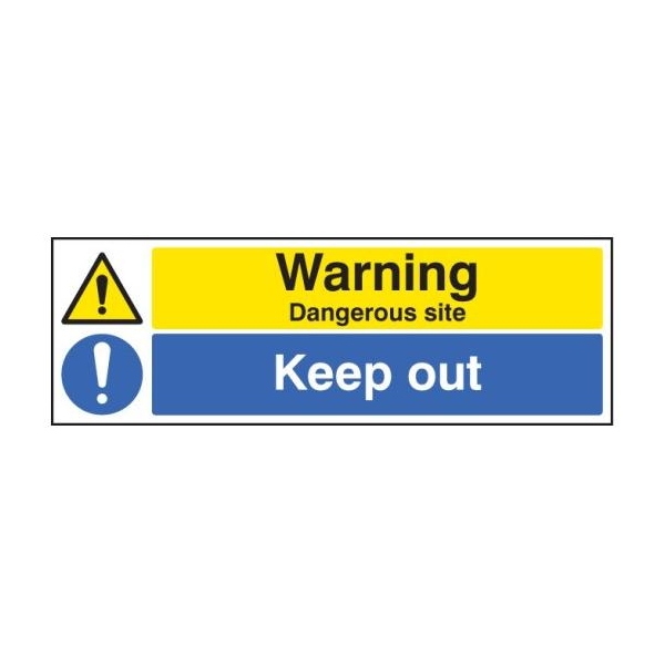 Warning Dangerous Site Keep Out - Rigid Plastic - 600 x 200mm
