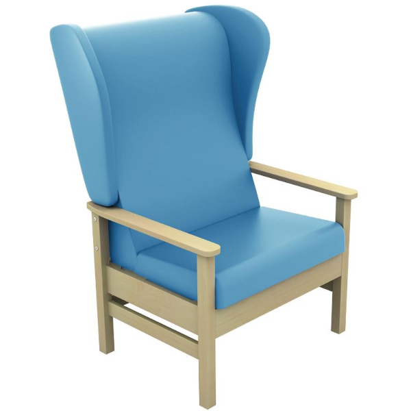 Atlas High Back Bariatric Arm Chair with Wings - Cool Blue