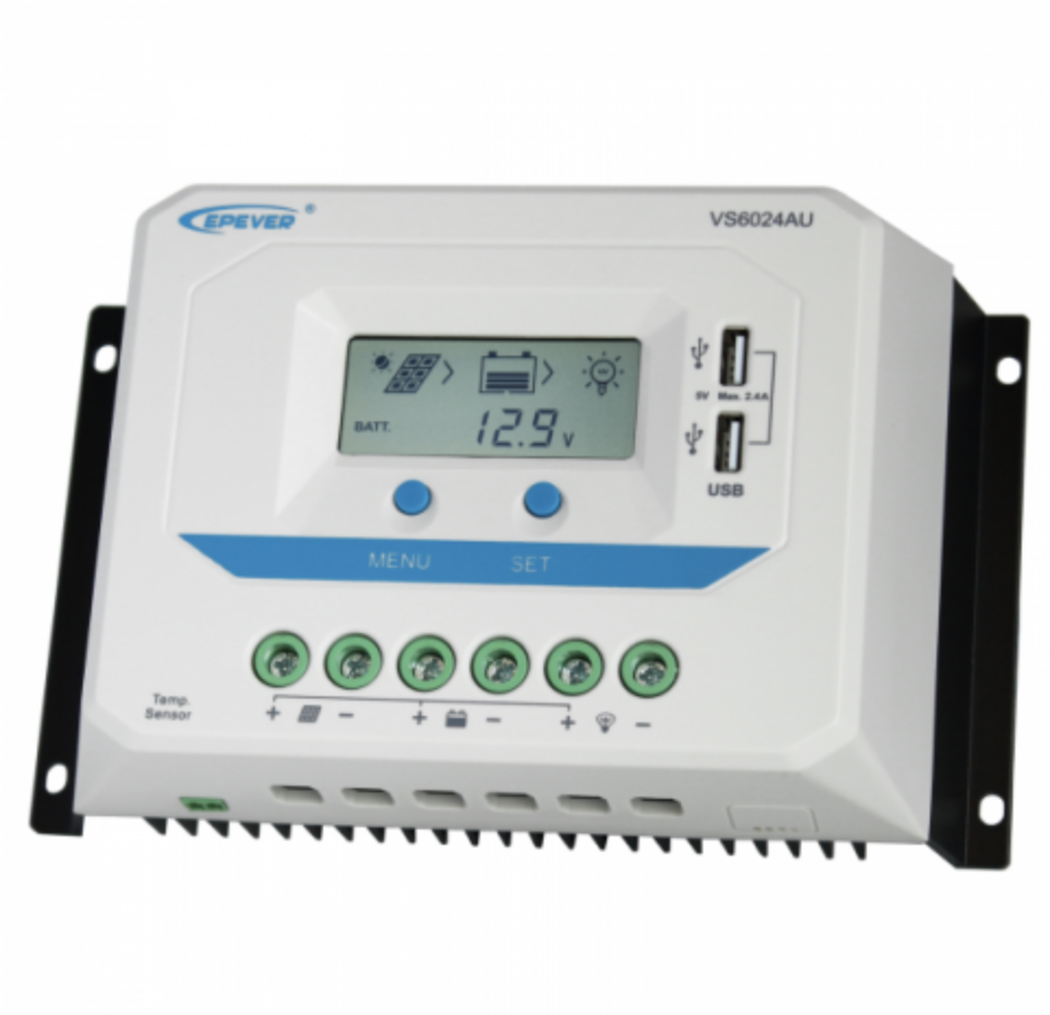 60a 12/24v solar charge controller / regulator with lcd display and powerful dual usb output (2.4a)