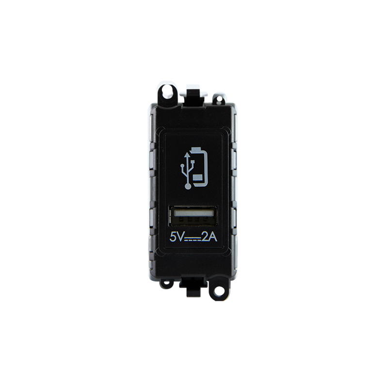 Click GridPro 2.4A Type A USB Charging Module Black