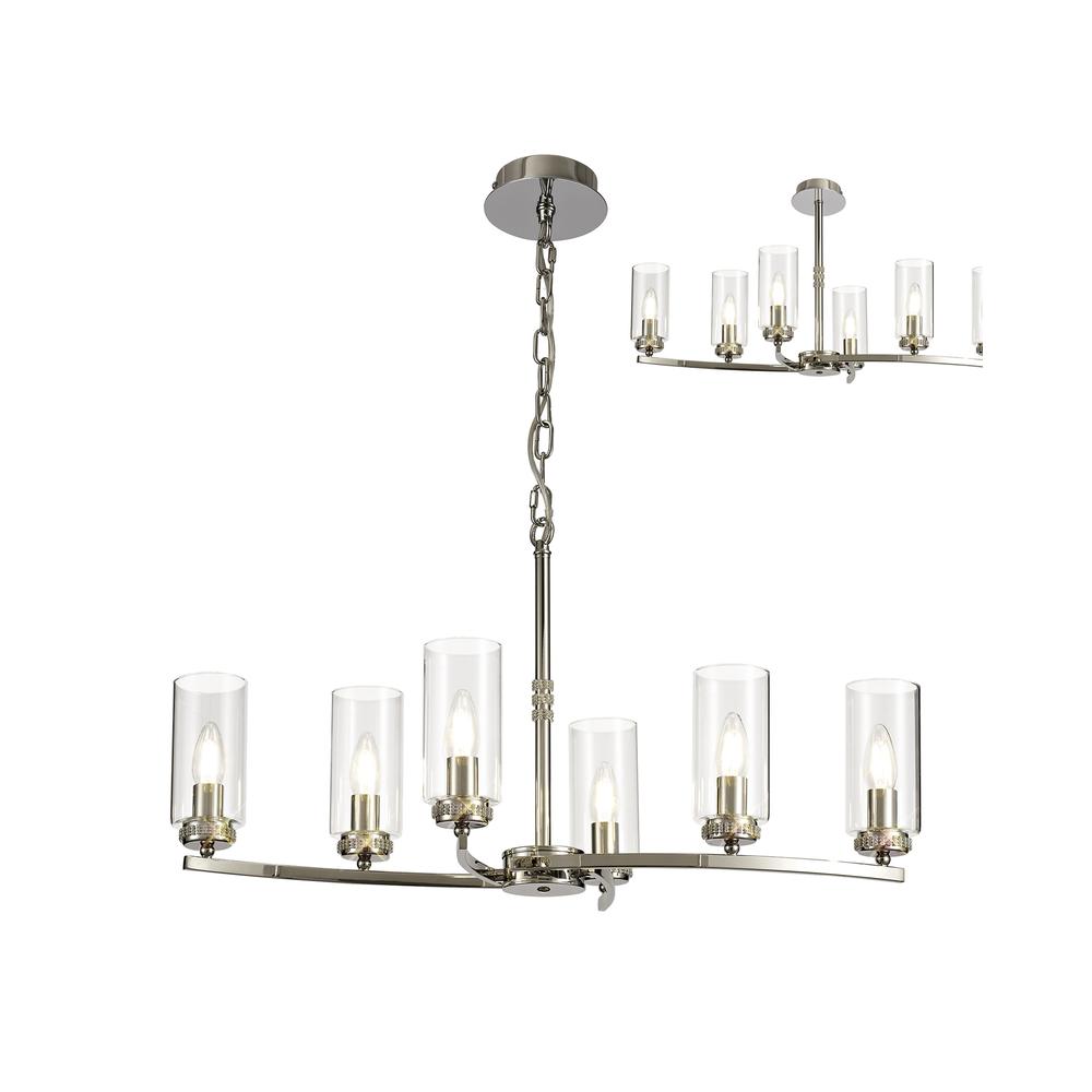 Luxuria Lei Rectangular Pendant/Semi Flush 6xE14 Polished Nickel