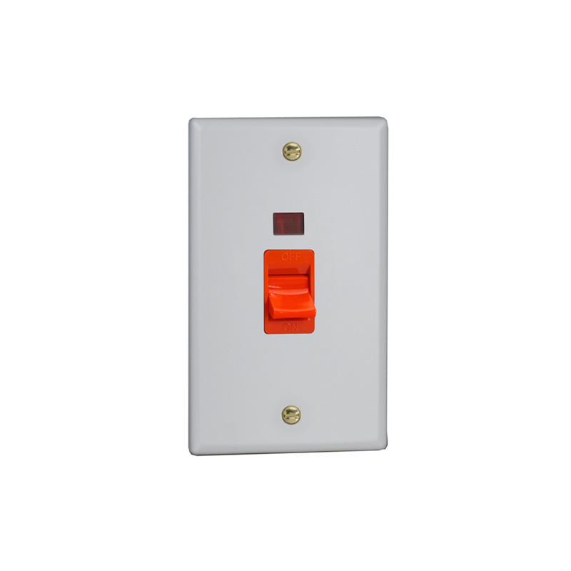 Varilight Vogue 45A Cooker Red Rocker Switch with Neon Matt White