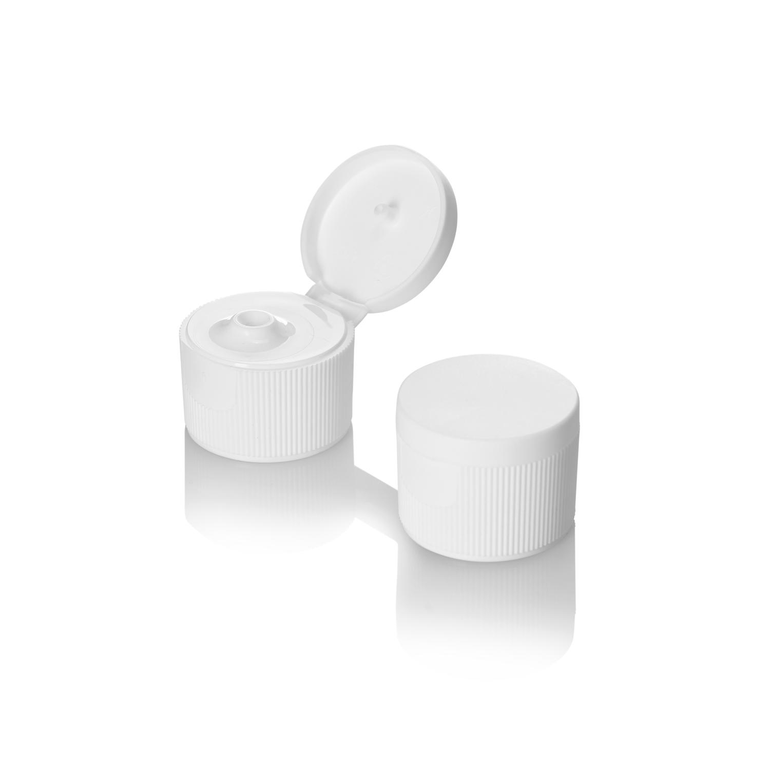 Distributors Of 28&#47;410 White Flip Top Cap &#45; Fine Ribbed