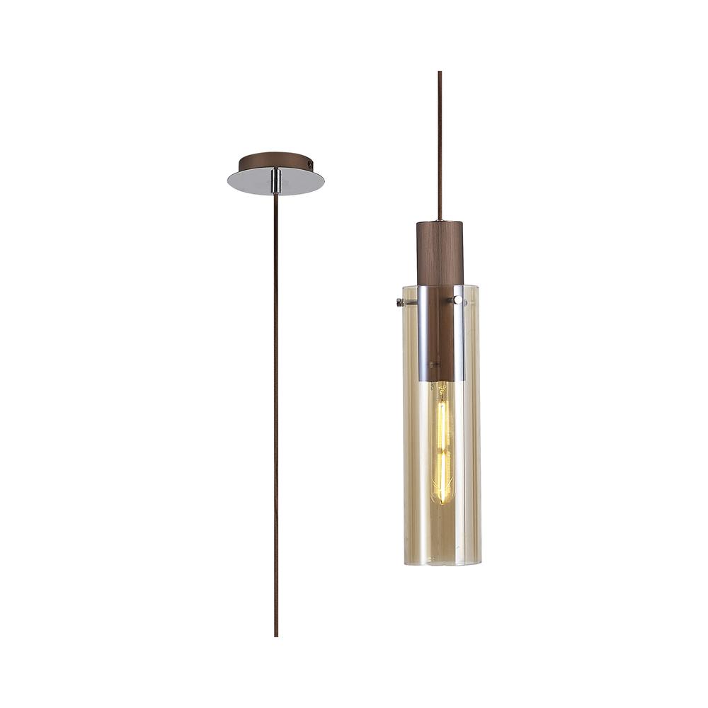 Luxuria Luminara 13cm Single Pendant Light Adjustable E27 Mocha / Amber Glass