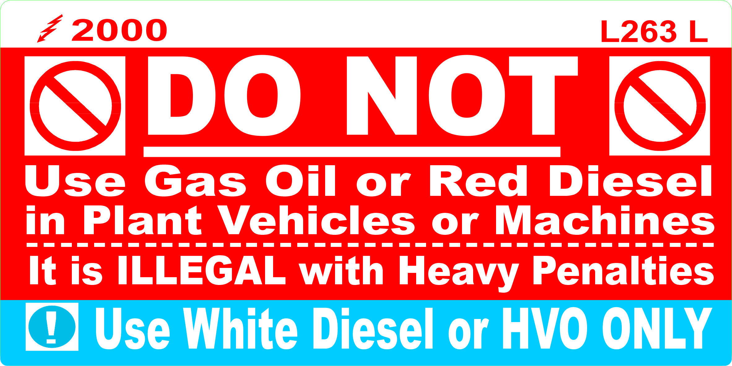 L263 L - Do Not Use Gas Oli Label 200x100mm (100)
[L263L]