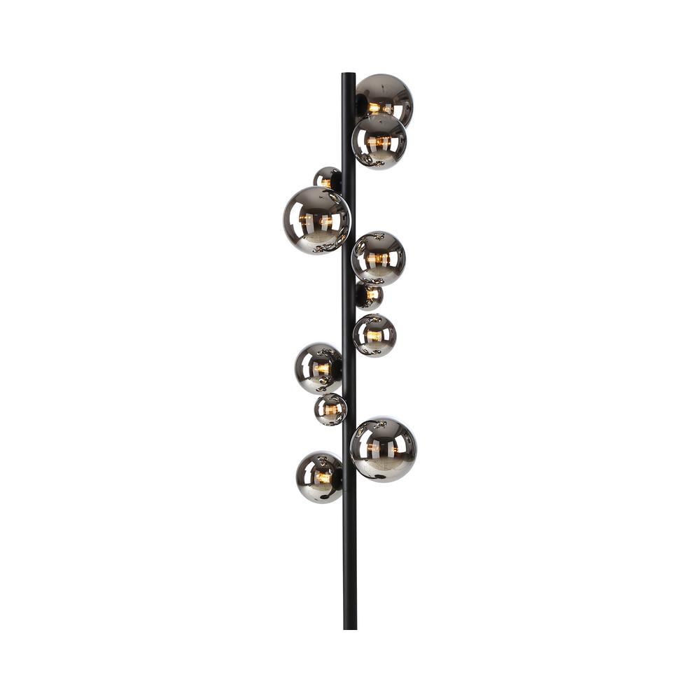 Luxuria Thorne Floor Lamp 11xG9 Satin Black Chrome Plated Glass