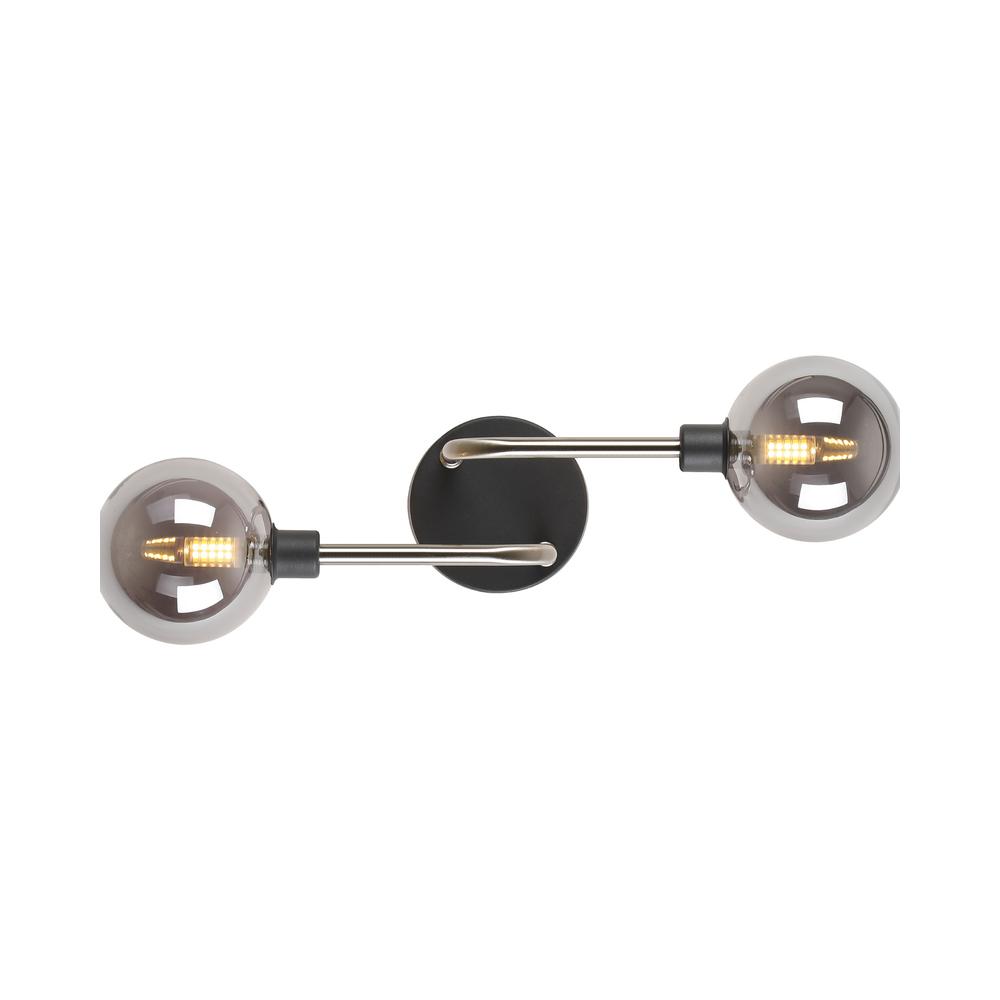 Luxuria Casablanca Wall Light 2 Light G9 Graphite / Satin Nickel / Smoke Glass