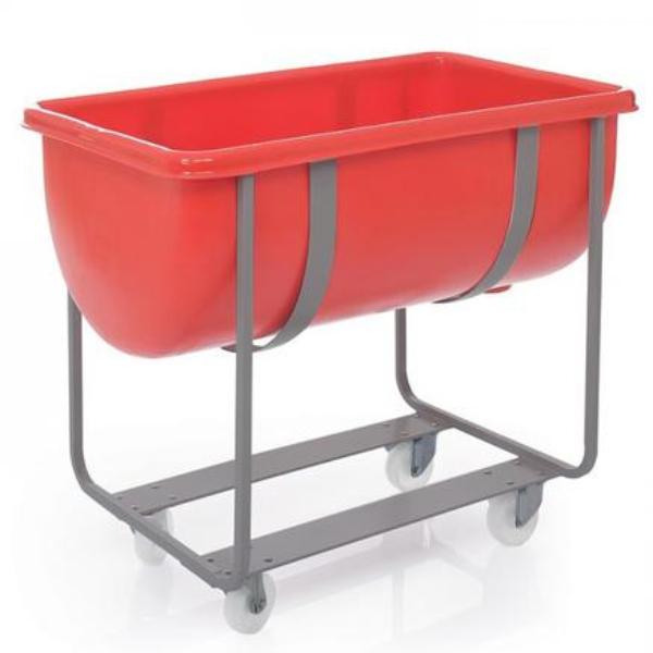 145 Litre Plastic Trough with Mobile Frame - Stainless-Steel, Blue