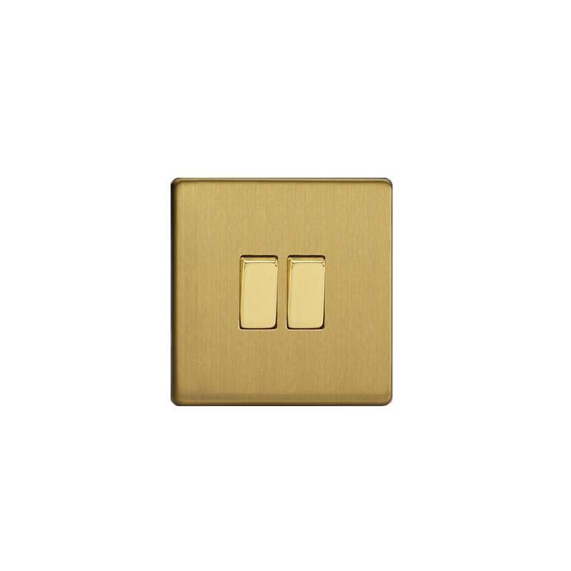 Varilight Screw Less Flat Plate Switch 2G Brushed Brass