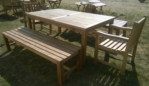 Suppliers of Southwold Rectangular 180 cm Teak Table Set with Backless Benches UK