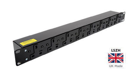 PDB-13A8H-13A 8 Way Horizontal UK Socket PDU to UK 13A Plug 1U Rackmount Power Distribution Unit 8 Port PDU - LSOH (BTO)