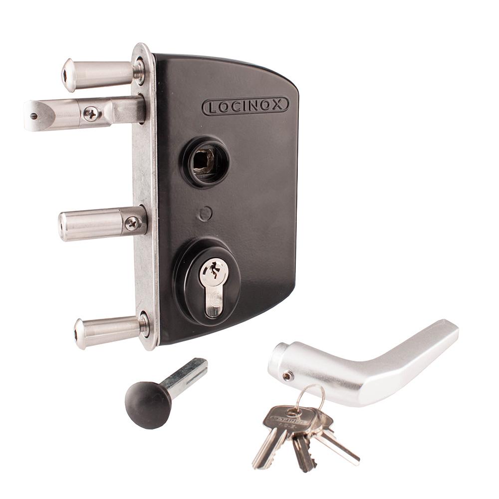 Locinox Gate Lock LPKQ use with Push BarTo suit Sections 60 - 80mm (Black)