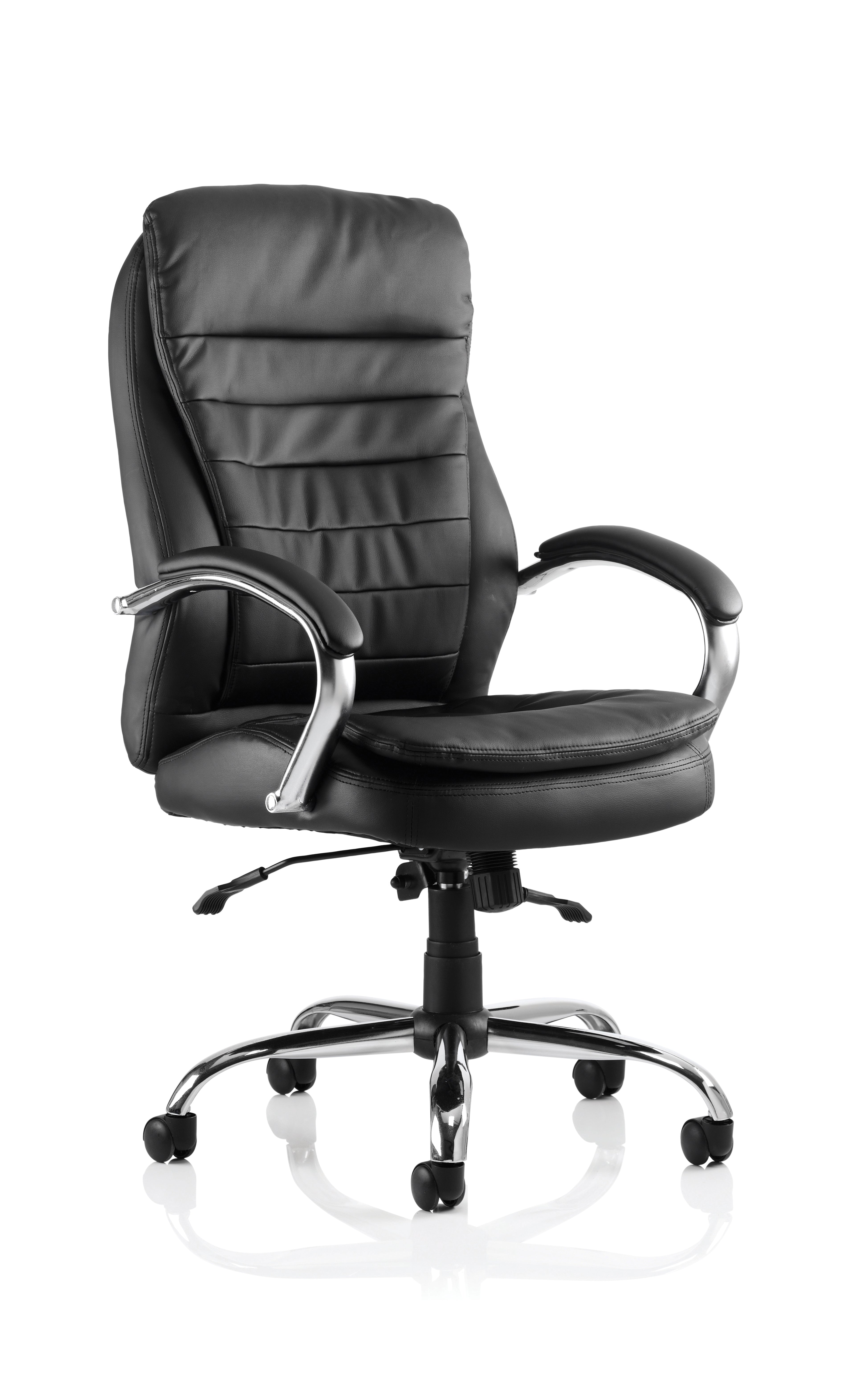 Providers Of Rocky High Back Executive Black Bonded Leather Office Chair with Fixed Chrome Arms UK