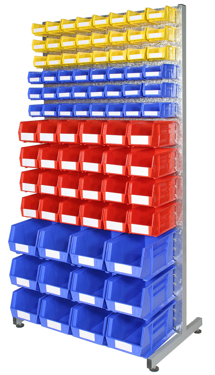 Louvre Rack with Bins - Kit A for Garages