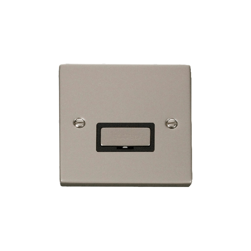 Click Deco 13A Fused 'Ingot' Connection Unit Pearl Nickel Insert Black