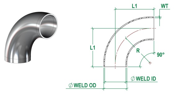 DIN11852, 90 Deg Bends