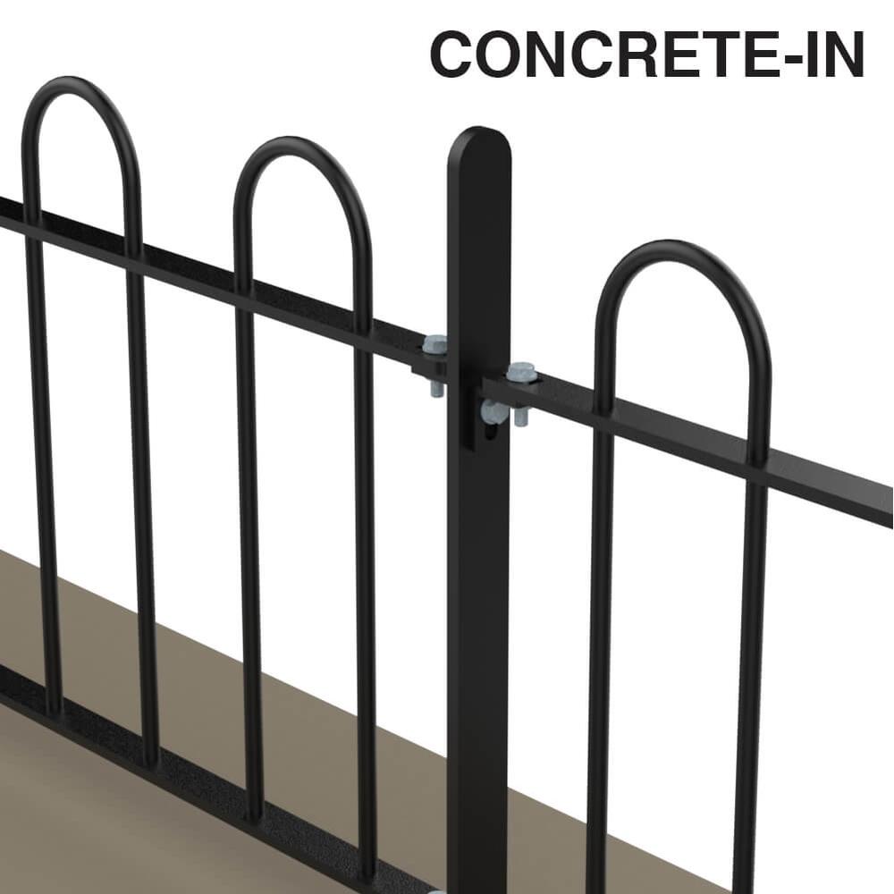 500mm Bow Top  Concrete In Fence p/mWith 12mm Bars - Black Powder Coated