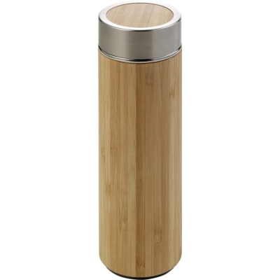 BAMBOO BOTTLE with Tea Infuser (420 Ml) in Brown.