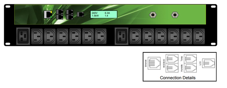 IPL-002-IP1-0G-3C - iPower - 2U 14 Outlet 12xC13 and 2xC19 32A Neutrik - 32 Amp IND 309, Horizontal PDU