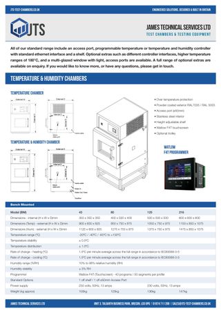 Benchtop Temperature and Humidity Chambers