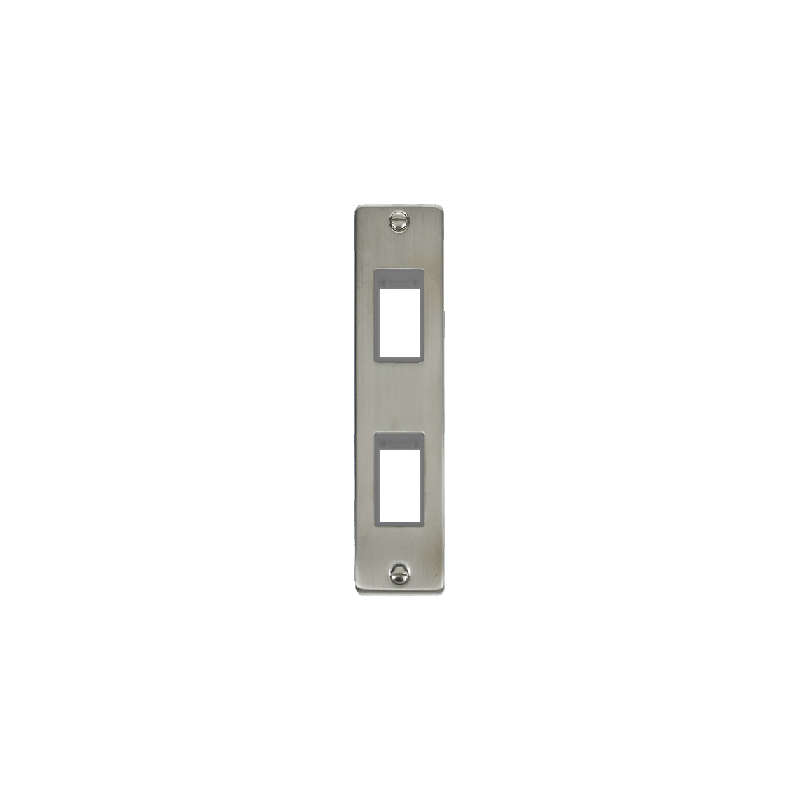 Click Deco 2G MiniGrid Double Aperture Unfurnished Architrave Plate Stainless Steel Grey Inserts