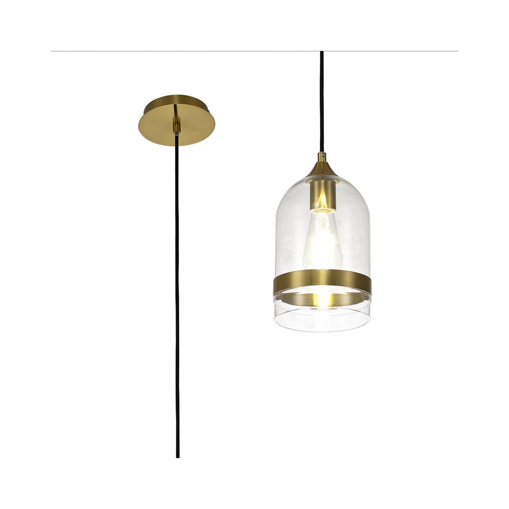 Luxuria Velora Pendant 15cm Dome E27 (Max 20W) Aged Brass & Clear