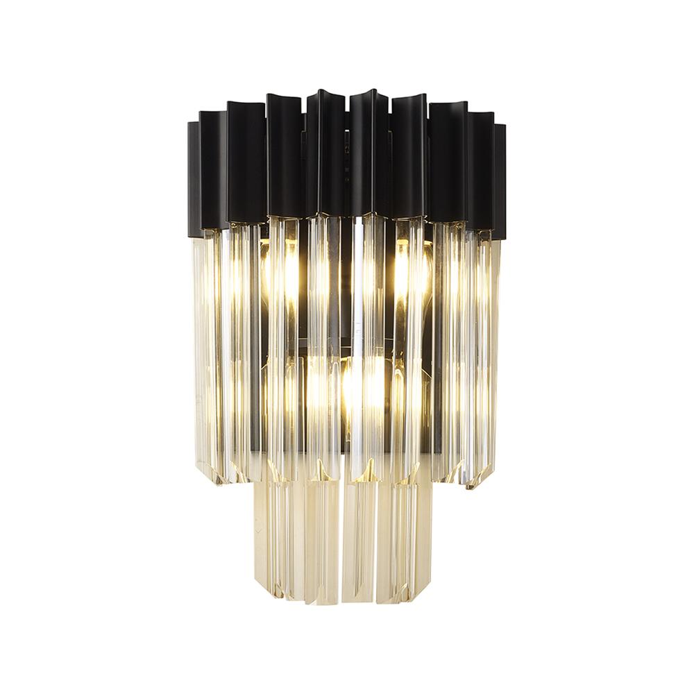 Luxuria Osiris 27.5xH41cm Wall 3 Light E14 Matt Black / Cognac Sculpted Glass