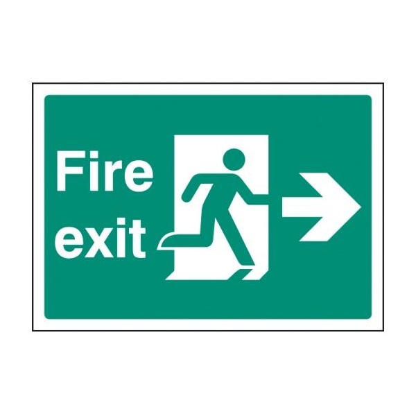 Fire Exit Right - A4 Rigid Plastic
