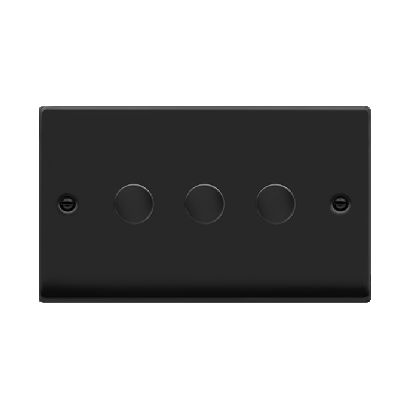 Click Deco 3 Gang 2 Way 100W LED Dimmer Switch Matt Black