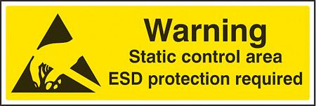 Warning static control area ESD protection required