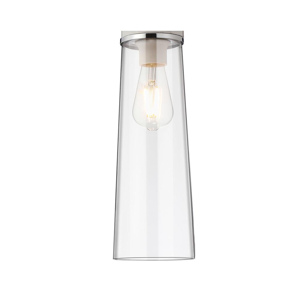 Luxuria Meash 13cm Ceiling Light E27 With Large Clear Cylindrical Cone Glass White Marble / Clear