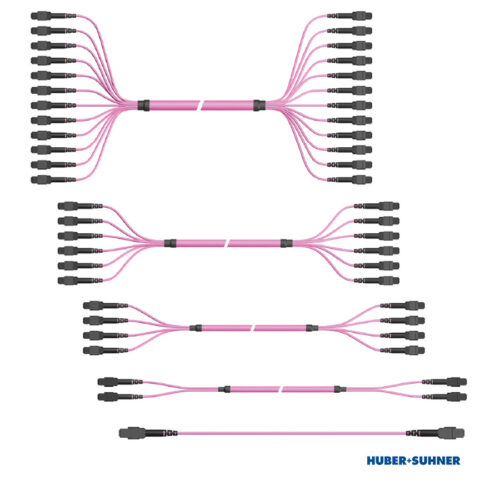 HUBER+SUHNER Base-12 MTP-MTP Fibre Trunk Cables OS2 OM4