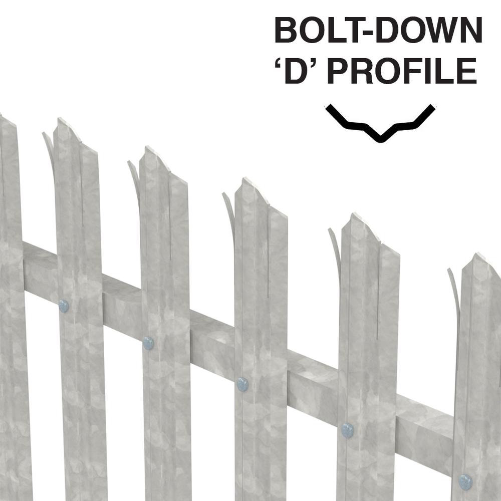 3.0m High Palisade Galv. - Metre RunTriple Point 'D' 3.0mm Comprising: