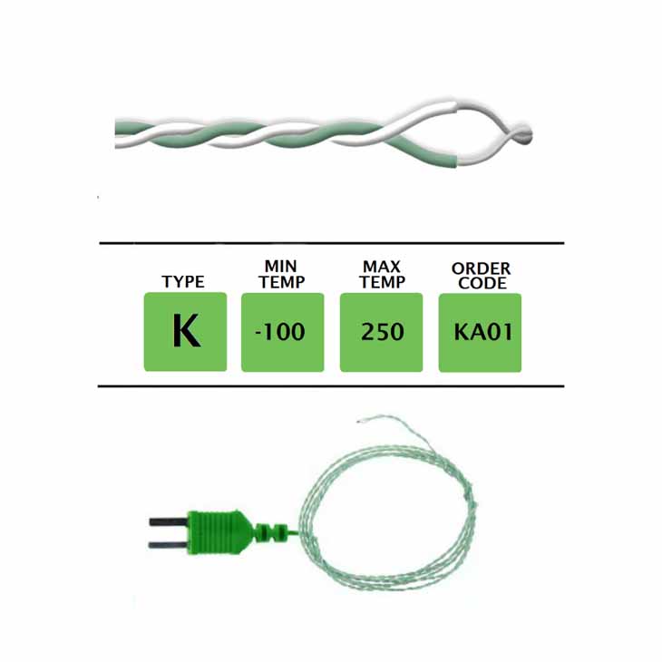 KA01-V - K Type PTFE Fine Wire Probe in Various Lengths
