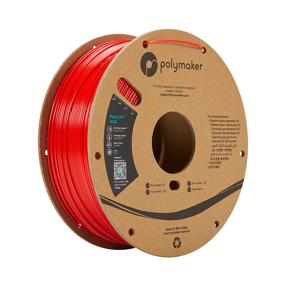 PolyMaker PolyLite Red ASA 1.75mm 1Kg 3D Printing filament