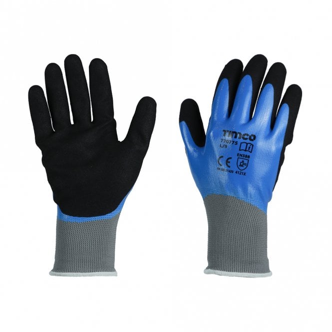 TIMCO Waterproof Grip Gloves - Sandy Nitrile Foam Coated Polyester