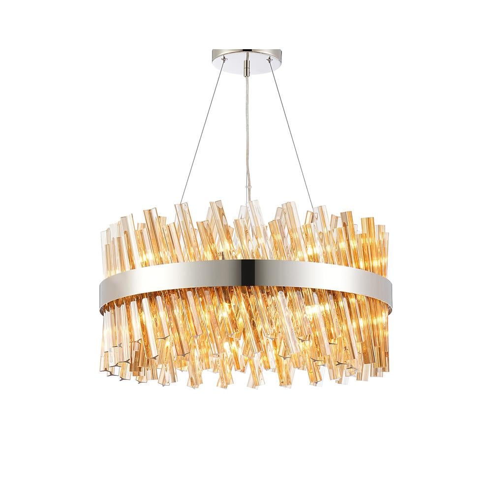 Luxuria Sylph 60cm 18 Light G9 Pendant Round Polished Nickel / Amber