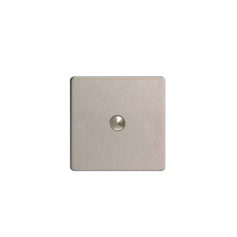 Varilight Screw Less Flat Plate 1G Push Switch Brushed Steel