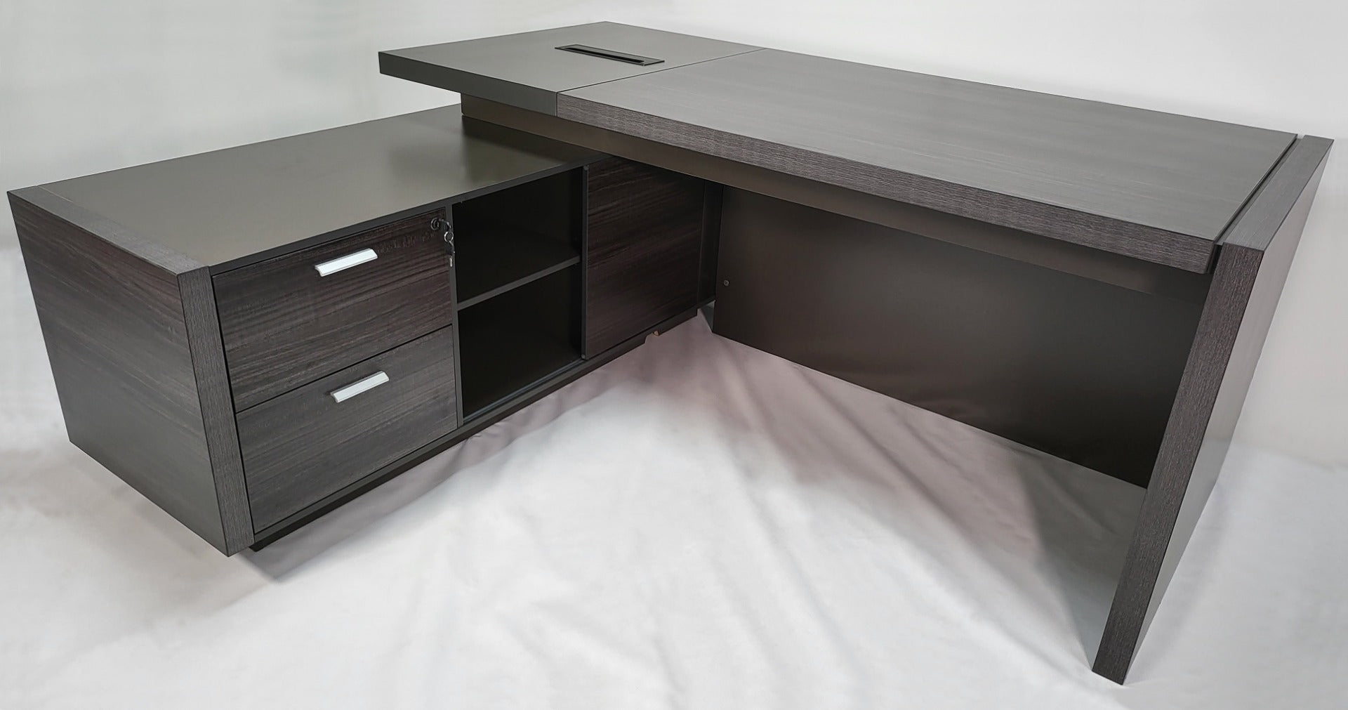 Providers Of Modern Grey Oak Executive Office Desk with Built in Storage - 2000mm & 2200mm - LX-D04 UK