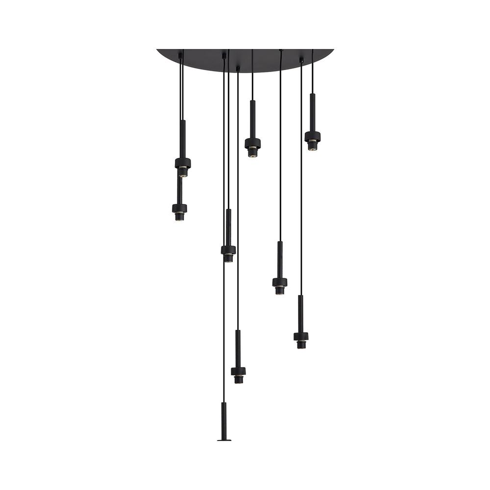 Luxuria Apex 50cm Satin Black 9 Light G9 Universal 2.5m Round Multiple Pendant