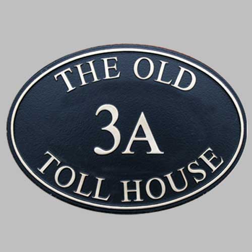 OO5 - Oval Sign with 2 lines of text & central number / Inset Border