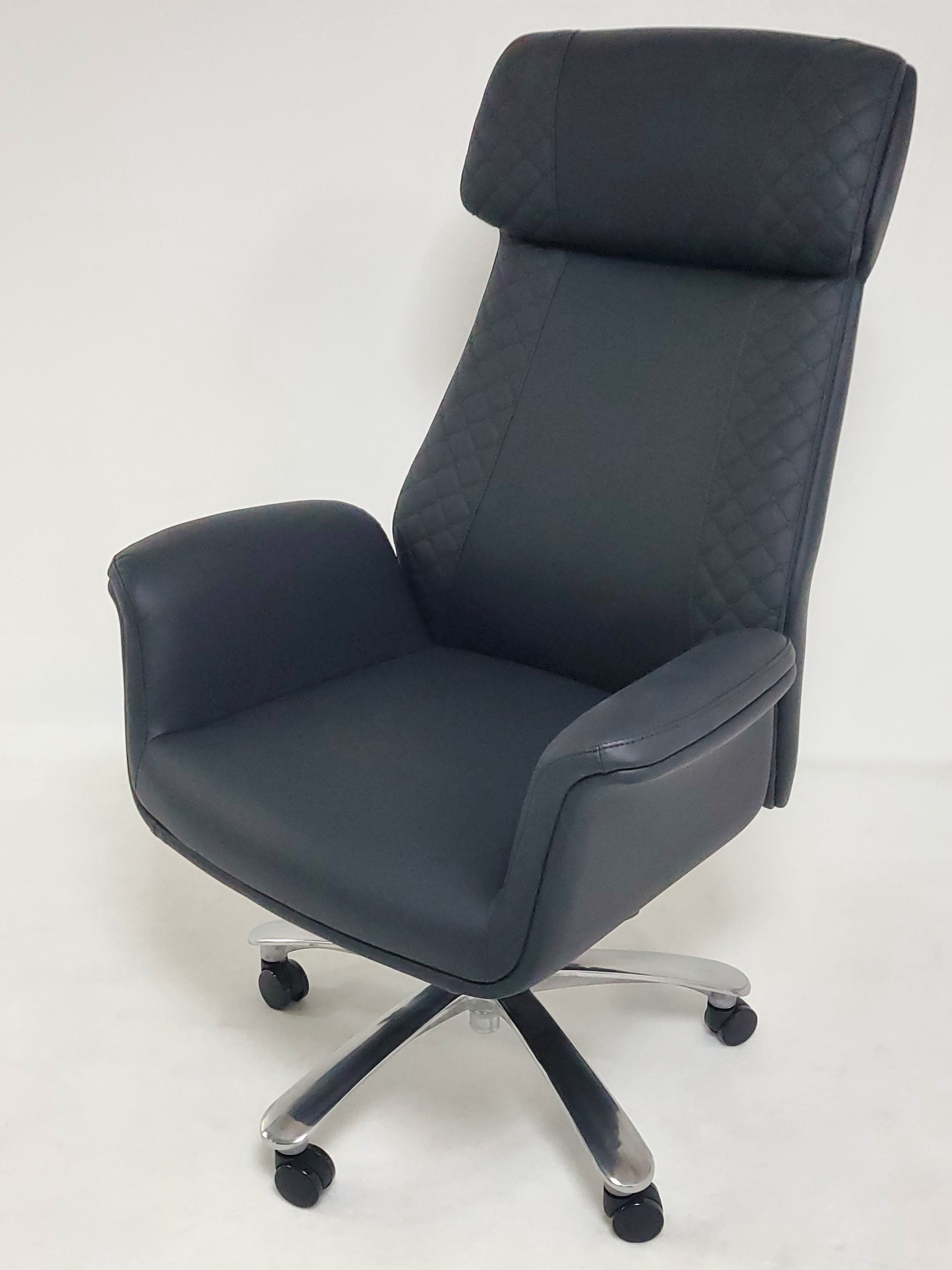 Modern High Back Black Leather Executive Office Chair with Winged Arms - DT8534A UK