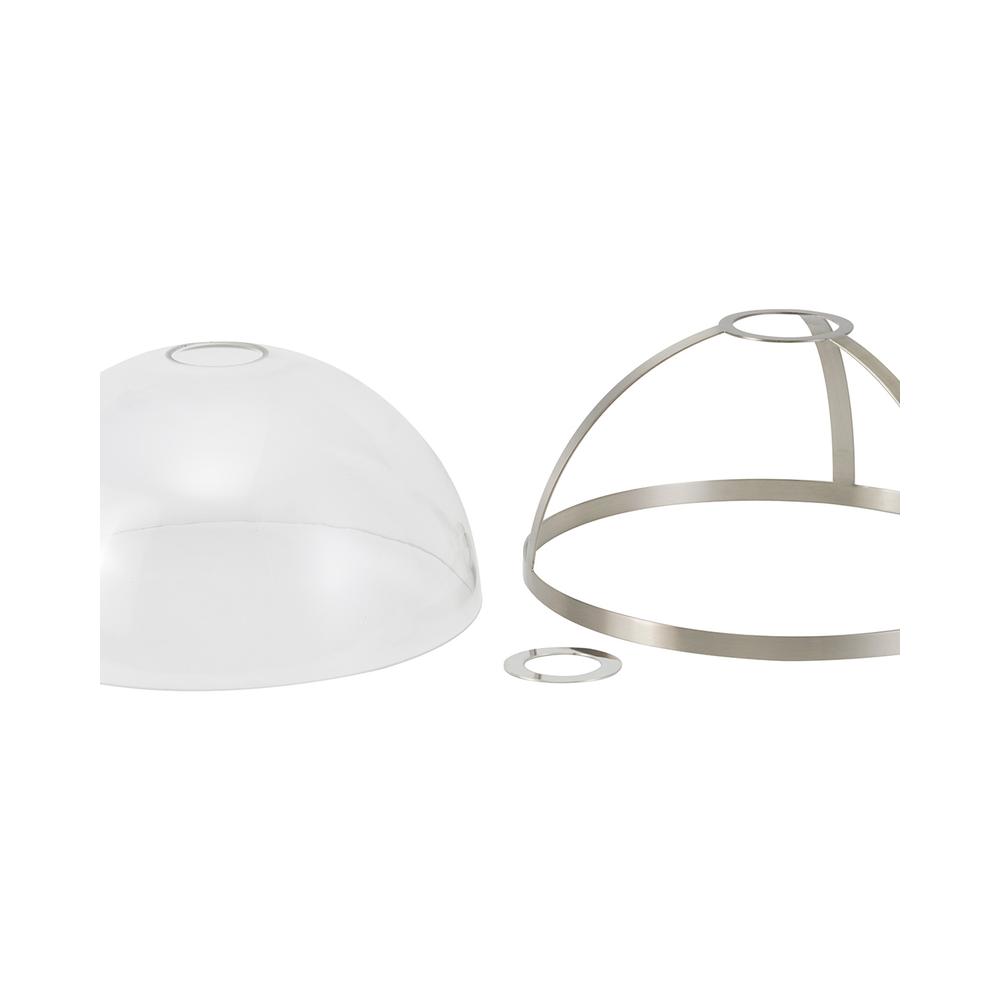 Luxuria Serena Round 30cm Satin Nickel / Clear Glass Shade (E) With Metal Trim