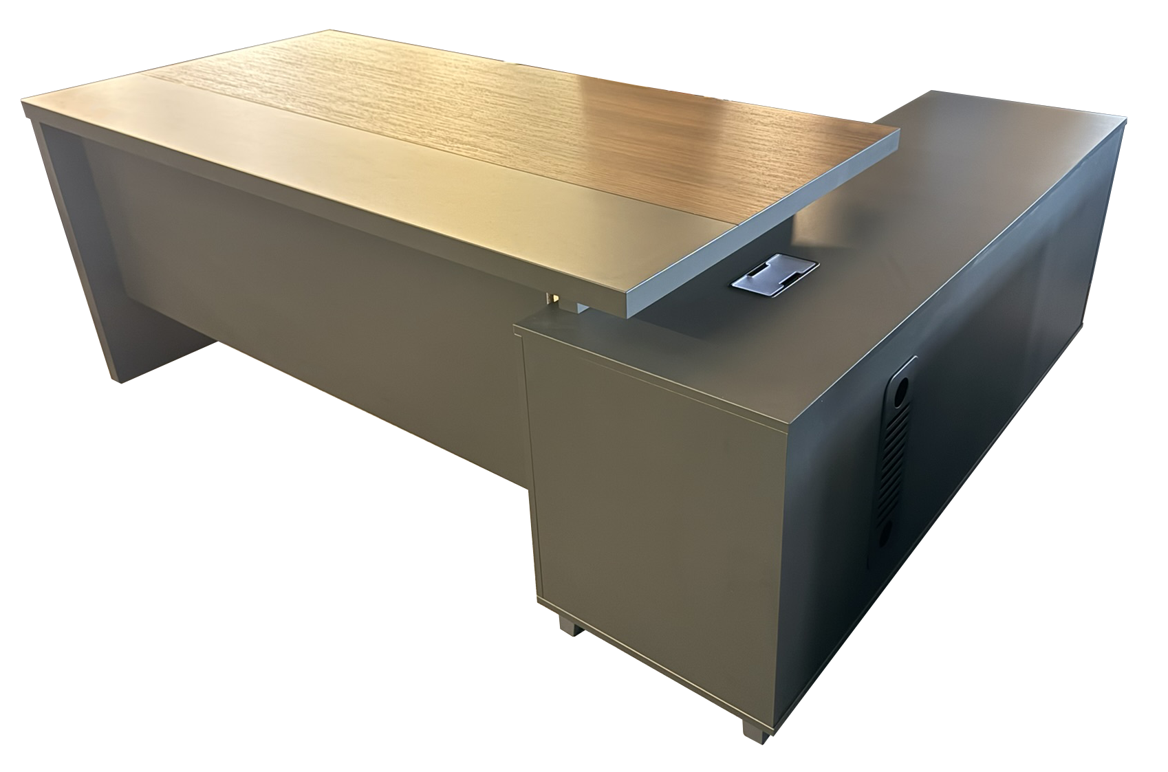Suppliers Of Modern Walnut and Grey Melamine Corner Executive Office Desk - 2000mm - A-S2009 UK